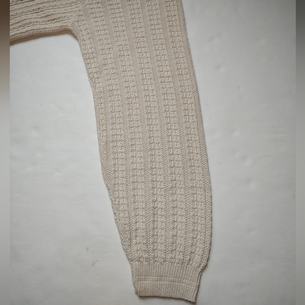 Bill Blass Vintage Sweater Men Cotton Cream Pullover Knit Crew Neck USA Ivory L - Picture 7 of 16